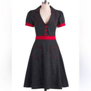 Friday on my mind vintage inspired “Lucy” dress black polkadots size large